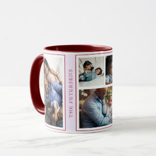 Mug Simple collage photo Noël 5 bordeaux mauve