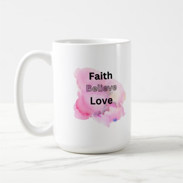Mug simple écriture foi croire amour (Gauche)