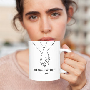 Mug Simple Holding Mains Couple Établi