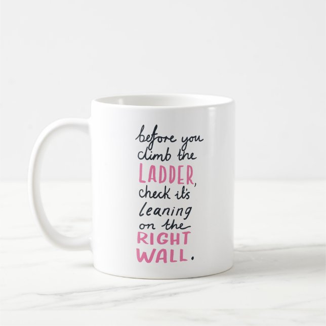 Mug Simple Inspirational Quote Elegant Black Bold Pink (Gauche)