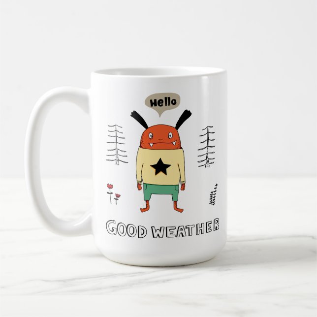 Mug Simple Jouer Monster de dessin animé joyeux Quirky (Gauche)
