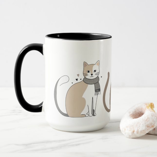 Mug Simple mignonne chatte chatte animal meow pet Vale (Avec donut)