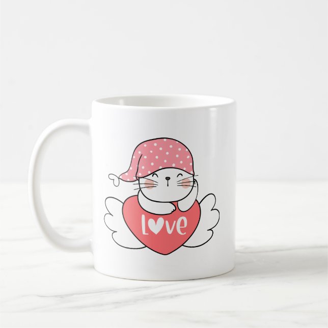 Mug Simple mignonne doux charmant sourire blanc Coeur  (Gauche)
