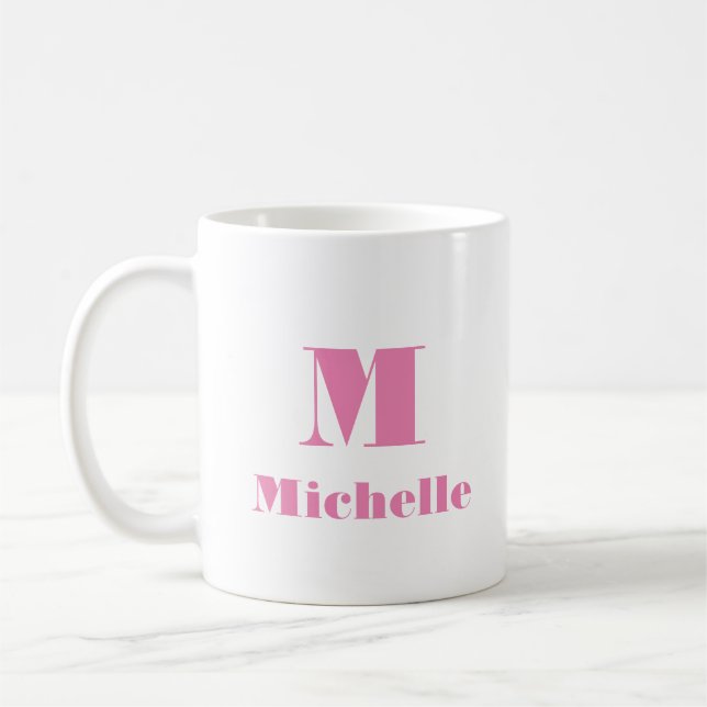 Mug Simple mignonne Nom initial Lettre solide Couleur  (Gauche)