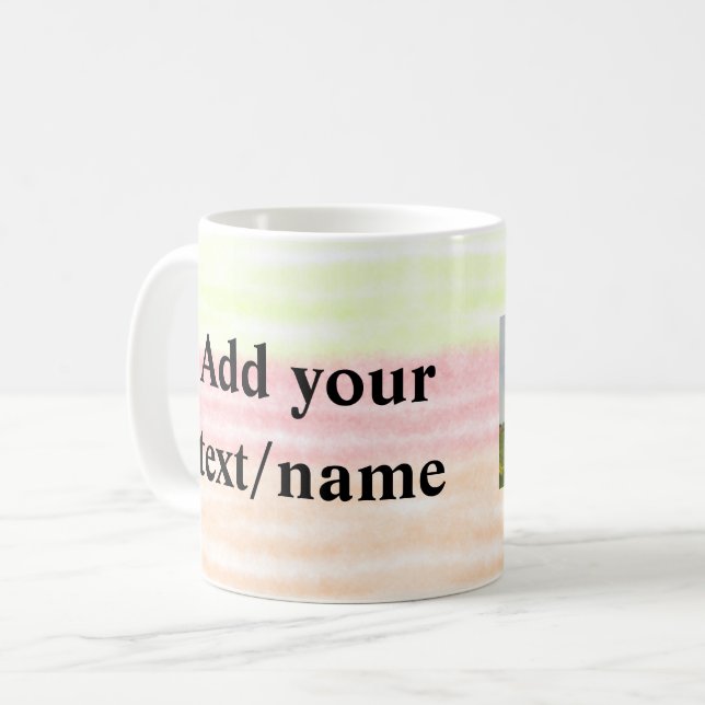 Mug simple minimum ajouter votre nom photo aquarelle (Devant gauche)