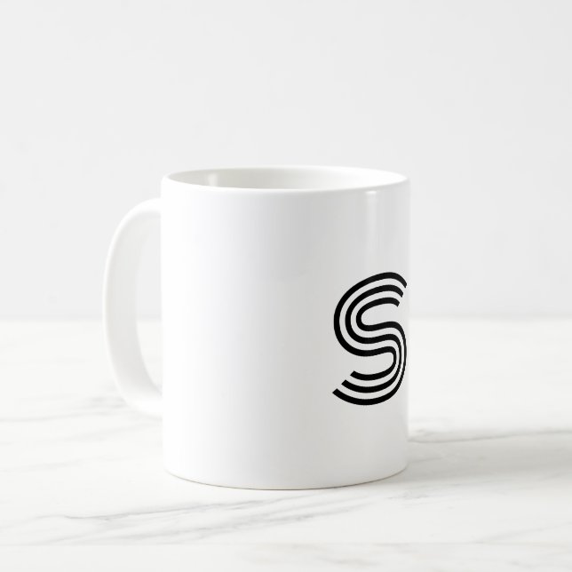 Mug simple minimum ajouter votre texte monogramme phot (Devant gauche)