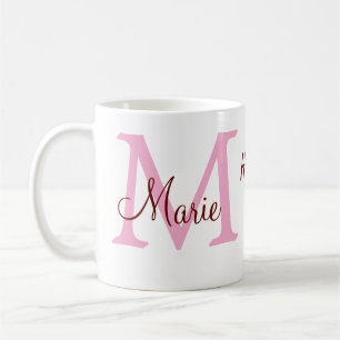 Mug simple minimum de jour mère monogramme nom rose te