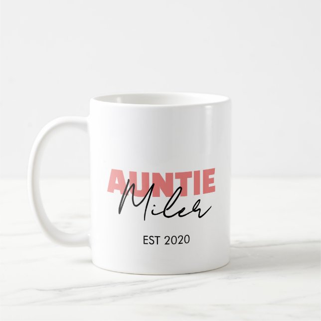 Mug Simple Modern Personalize Stylish Blush Pink Clean (Gauche)