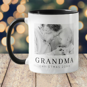 Mug Simple Moderne Chic Personnalisé Grandma Photo Hol