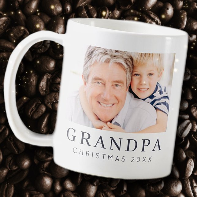 Mug Simple Moderne Chic Personnalisé Grandpa Photo Hol (Créateur téléchargé)
