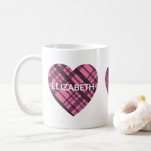 Mug Simple Moderne Cute Rose Plaid Hearts Girl Nom