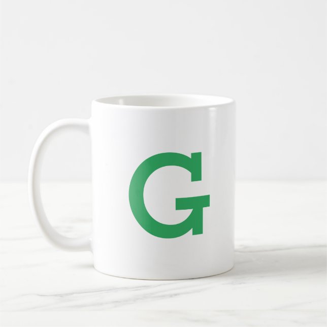 Mug Simple moderne Monogramme Lettre initiale en vert (Gauche)