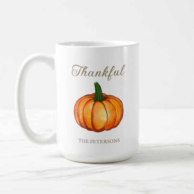Mug Simple Orange Watercolor Pumpkin Thanksgiving (Gauche)