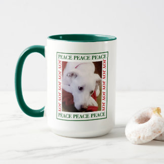 Mug Simple Peace and Joy Picture Frame Cute Dog Photo