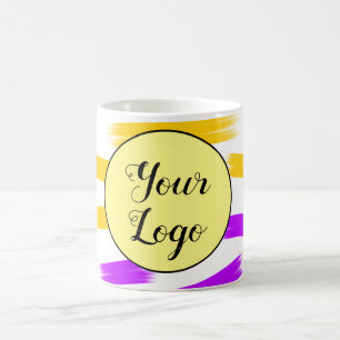 Mug simple personnalisé jaune bleu aquarelle ajouter l