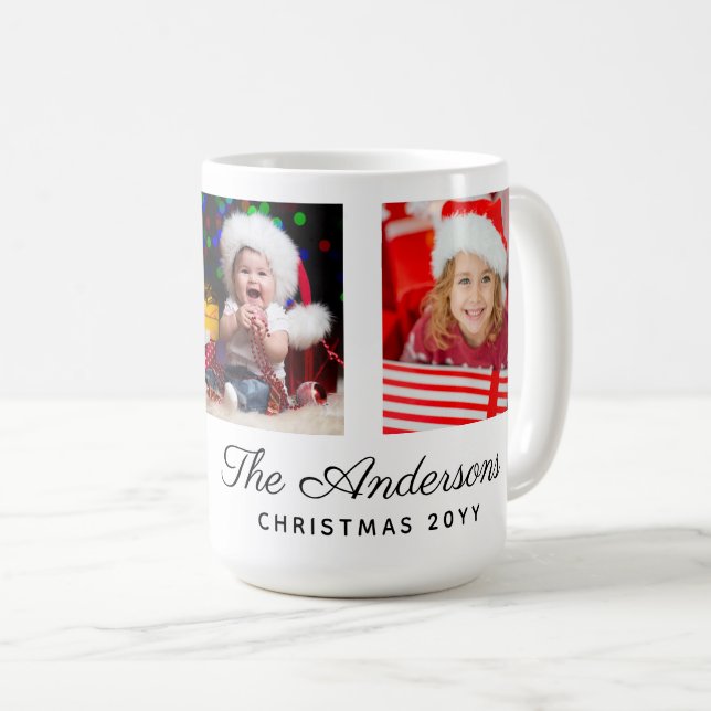 Mug Simple personnalisé Trois photos Noël (Devant droit)