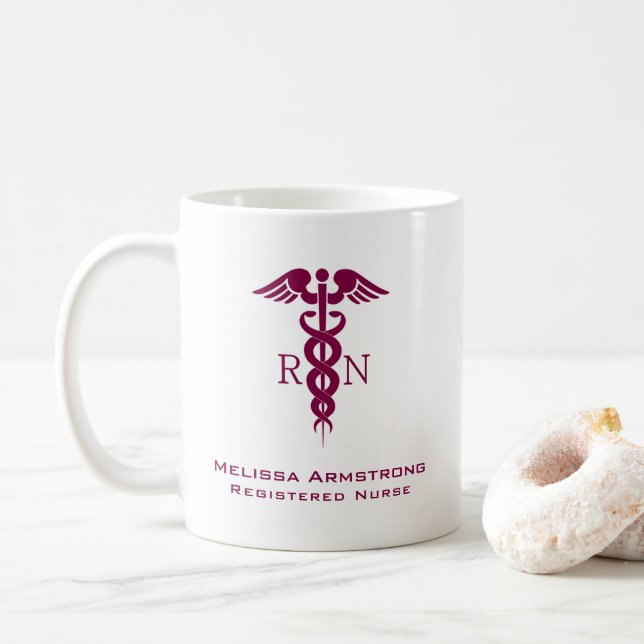 Mug Simple Red Caduceus Nurse Graduate (Avec donut)