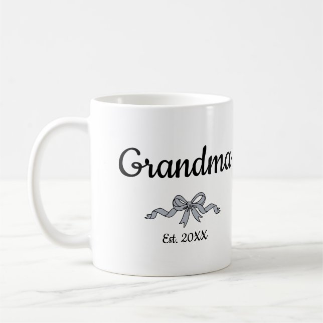 Mug Simple Script Bow Grandma Est. Year (Gauche)