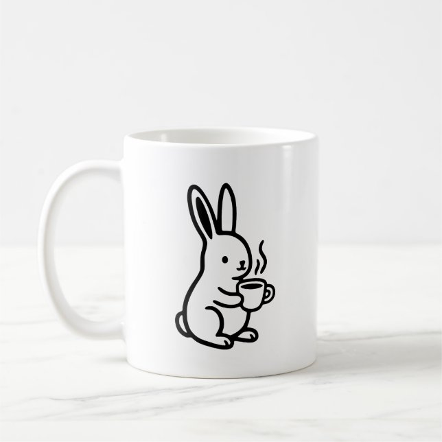 Mug Simple Sitting Bunny Coffee Art (Gauche)