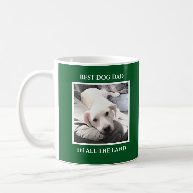 Mug Simple une photo Meilleur papa mignon Chien Vert f (Gauche)