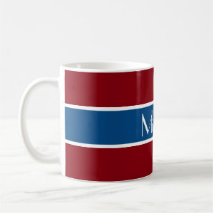Mug Simply Stripes bleu foncé + votre backgr. & Nom