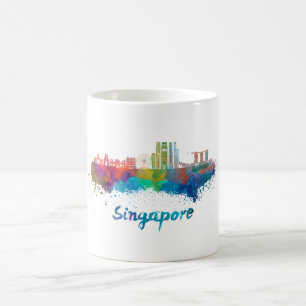Mug Singapour V2 skyline in watercolor