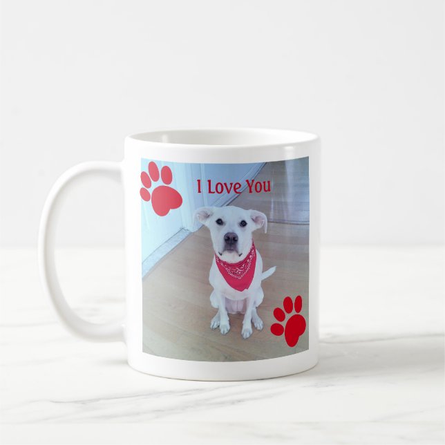 Mug Singe 1 Photo Mignonne pattes de chien Je t'aime R (Gauche)