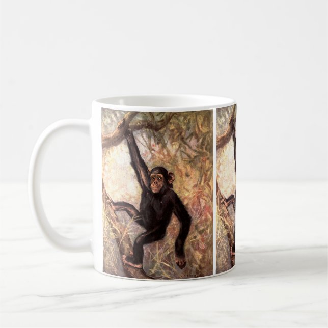 Mug Singe chimpanzé par CE Swan, Animaux sauvages Vint (Gauche)