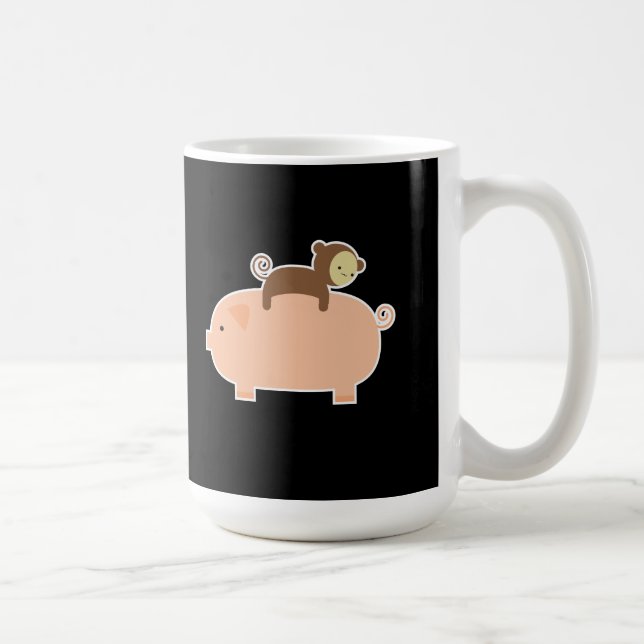 Mug Singe de bébé montant vers l'arrière sur un porc (Droite)