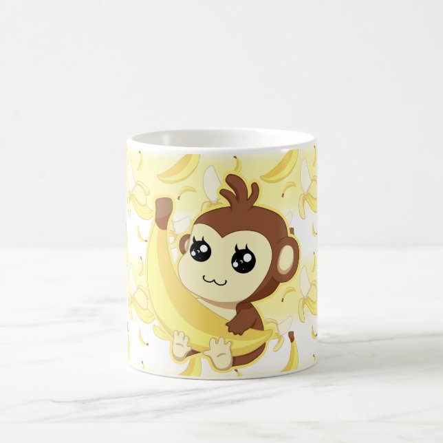 Mug Singe mignon de Kawaii tenant la banane (Centre)