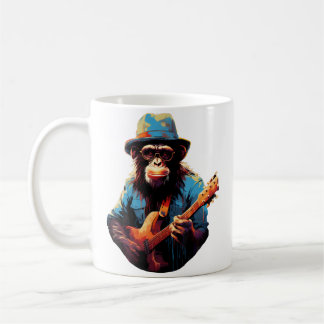 Mug Singe Mignon Jouant de la Guitare Singes Musicien 