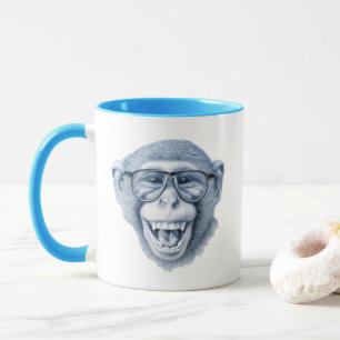 Mug Singe riant avec lunettes