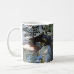 Mug **"Sips by the Stream : Otters Drinking from River