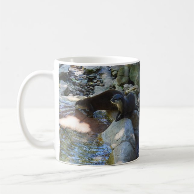 Mug **"Sips by the Stream : Otters Drinking from River (Gauche)