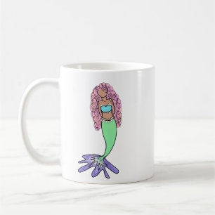 Mug sirène arc-en-ciel rose bleu violet vert noir bouc