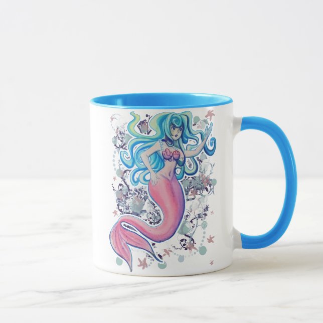 Mug Sirène rose de nageoire caudale (Droite)