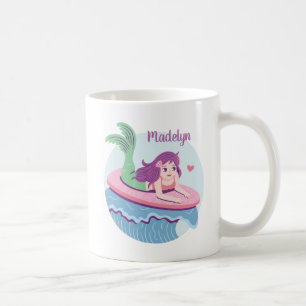 Mug Sirène sur un surf personnalisé ride les vagues