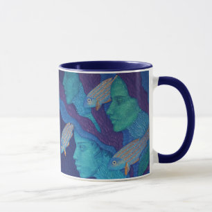Mug Sirènes & poissons, imaginaire surréaliste, sous-m