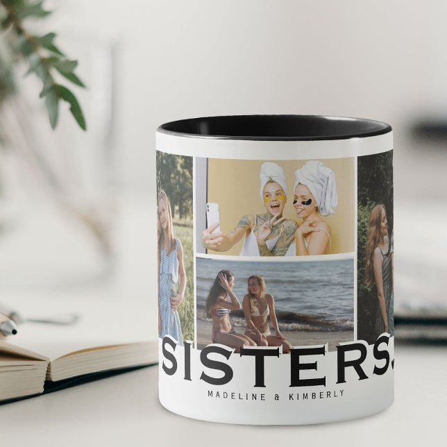 Mug SISTERS 8 Photo Collage Cadeau Moderne (Créateur téléchargé)