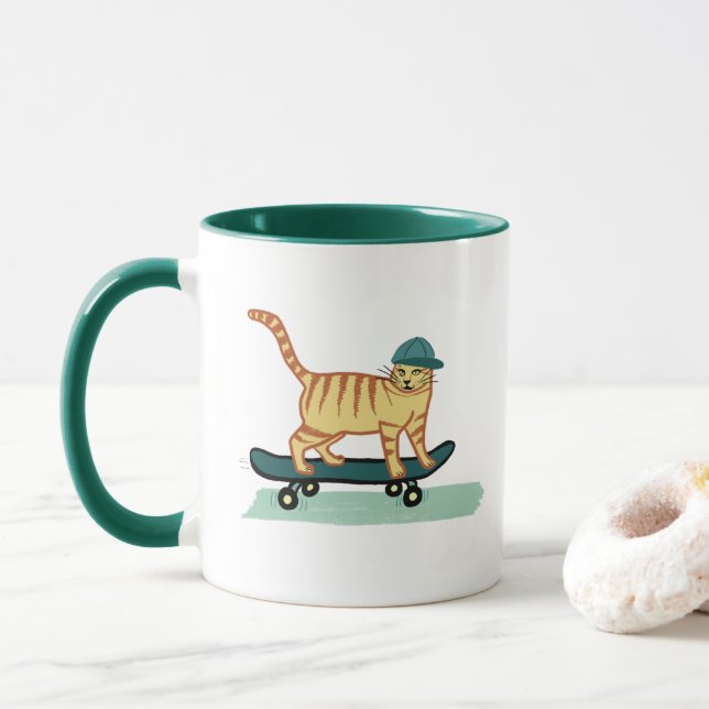 Mug Skate Tabby Cat (Avec donut)