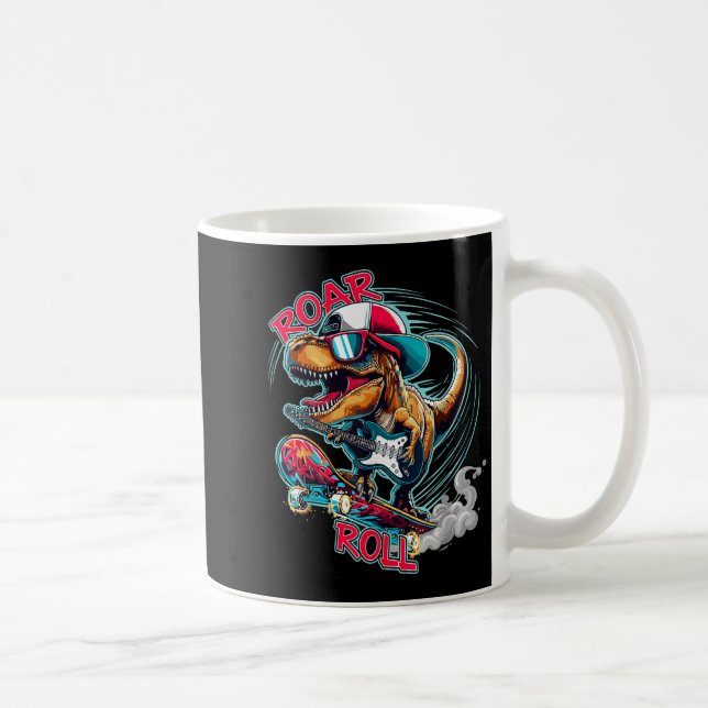 Mug Skater Guitar T-rex Roar Roll Dinosaur For Boys Me (Droite)