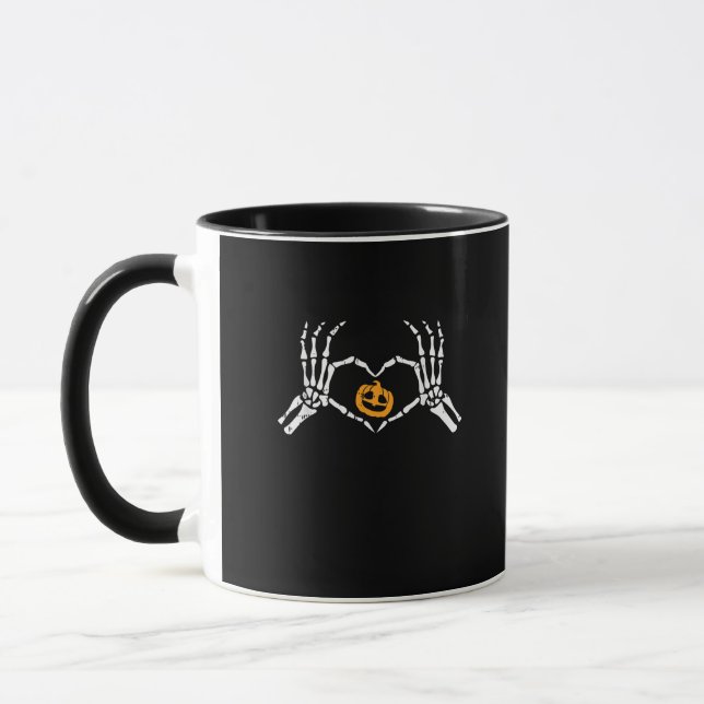 Mug Skeleton Coeur main Halloween Costume Citrouille (Gauche)