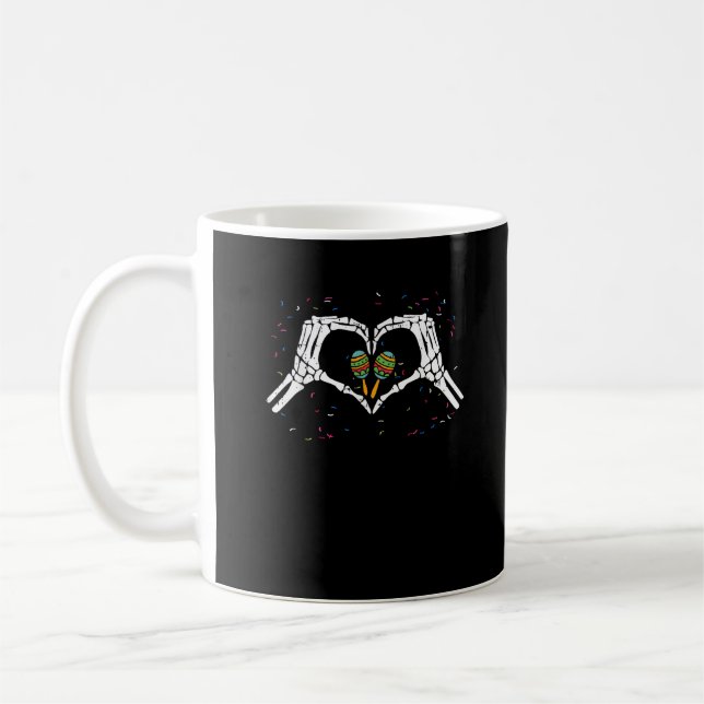Mug Skeleton Coeur main Maracas Cinco De Mayo Mexicain (Gauche)