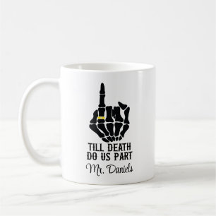 Mug Skeleton Groom Mariage main anneau Nom personnalis
