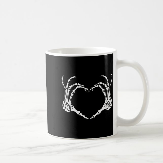 Mug Skeleton Hand Heart Halloween Funny Bones Love  (Droite)