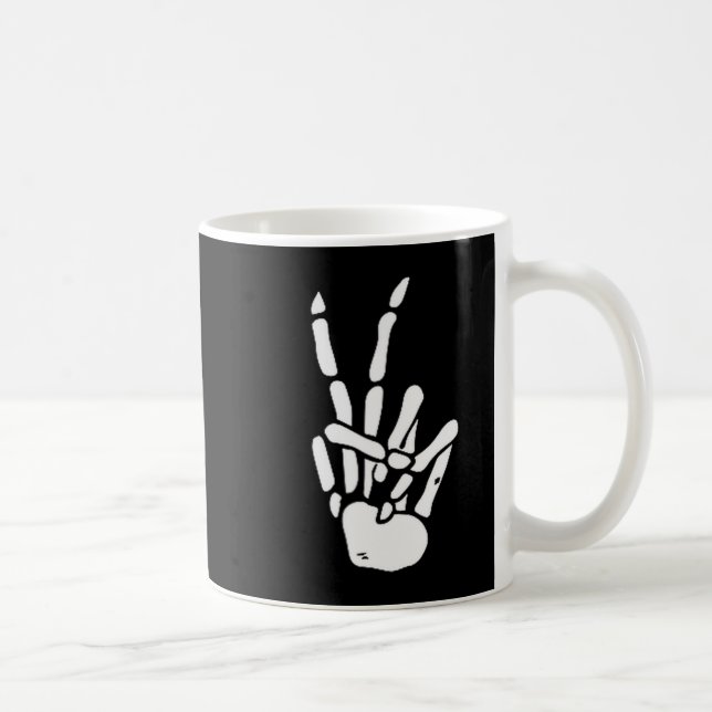 Mug Skeleton Hand Peace Sign Bone  (Droite)
