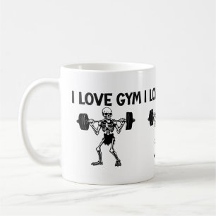 Mug Skeleton Illustration & I love Gym Typography