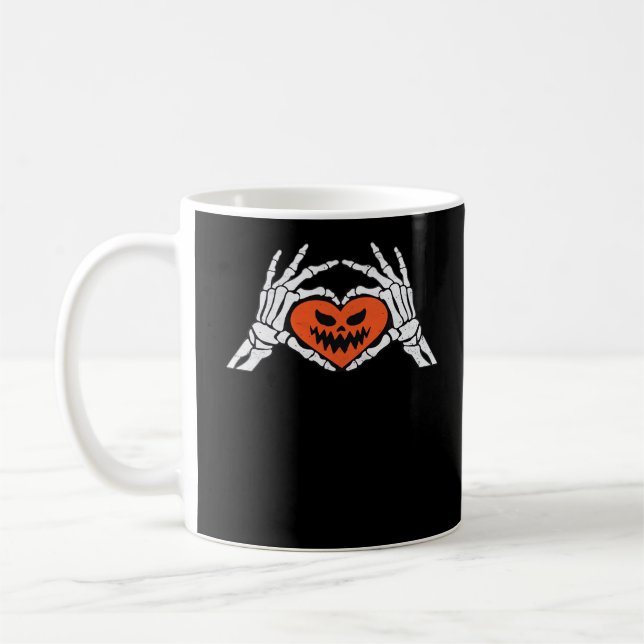Mug Skeleton Met Un Coeur Halloween Éffrayant Classiqu (Gauche)