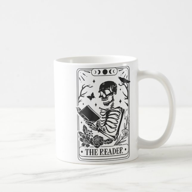 Mug Skeleton Reading Book Lover Funny The Reader Tarot (Droite)