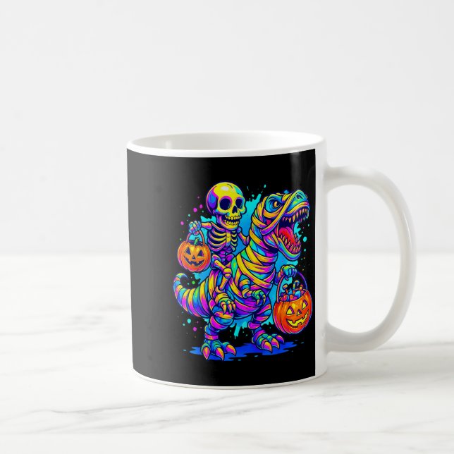 Mug Skeleton Riding Mummy Dinosaur T Rex Halloween Fun (Droite)